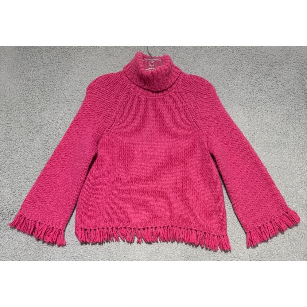 Tory Burch Jennifer Pullover Turtleneck Sweater Alpaca Wool Womens Small Pink